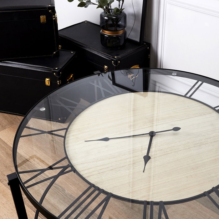 Home Deco Factory Industriel Mesa Auxiliar Reloj Diámetro 90 cm Alto 50 cm