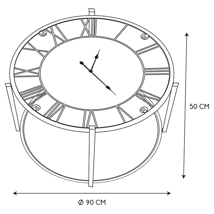 Home Deco Factory Industriel Mesa Auxiliar Reloj Diámetro 90 cm Alto 50 cm