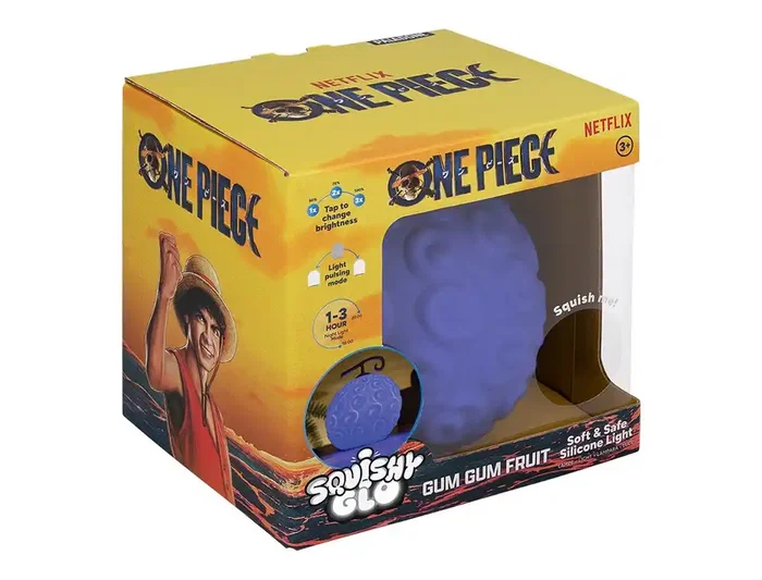 Wondee Squishy Glo One Piece (Netflix) Lámpara de Silicona Gum Gum Fruit - Táctil, Quitamiedos, Luz Ambiental para Fans del Anime - Producto Oficial