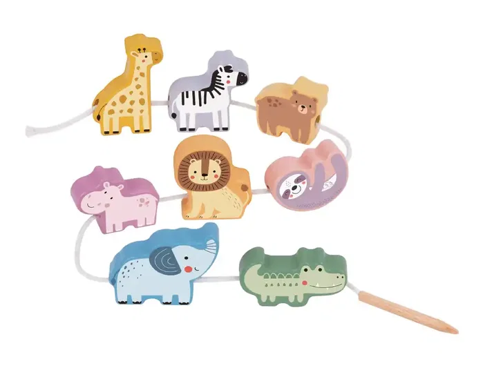 Imaginovo Juego de Cuentas Animales para Enhebrar de Madera Imaginovo Juego de Cuentas Animales para Enhebrar de Madera