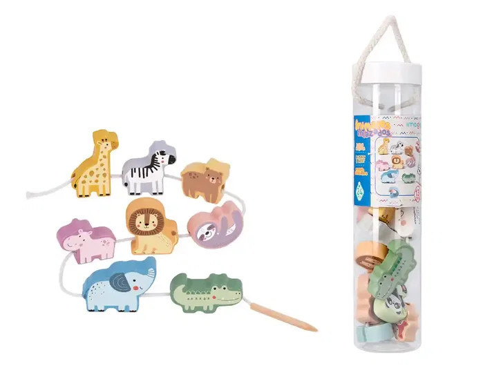 Imaginovo Juego de Cuentas Animales para Enhebrar de Madera Imaginovo Juego de Cuentas Animales para Enhebrar de Madera
