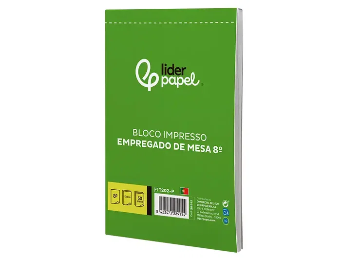 Liderpapel Talonario Camarero Octavo 2 Copias Duplicado 60g Portugues