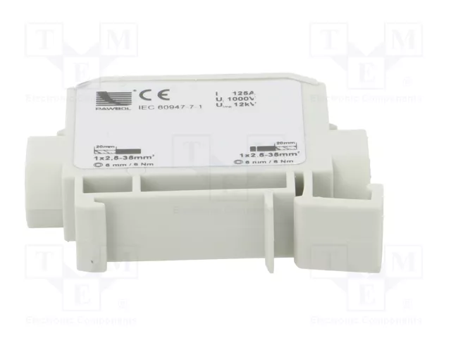 PAWBOL Bloque de distribución 125A 1kV para raíl DIN
