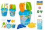 Color Baby Cubo Playa Animal Summer 18cm con Pala, Rastrillo y 2 Moldes en Red de Plástico
