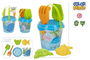Color Baby Cubo Playa Animal Summer 18cm con Pala, Rastrillo y 2 Moldes en Red de Plástico