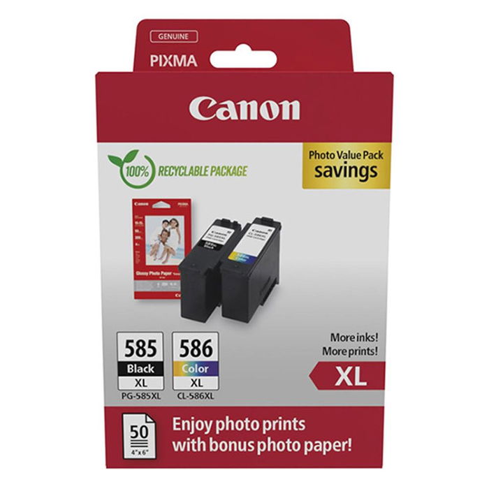 Canon Cartucho Tinta PG 585XL + PG 586XL + Papel Fotográfico Canon Cartucho Tinta PG 585XL + PG 586XL + Papel Fotográfico