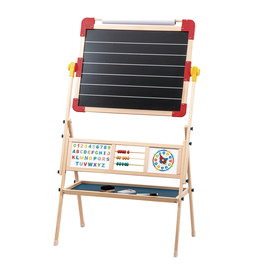 Tachan Pizarra XL Madera FSC 2 en 1 Tiza Rotulador con Abaco Reloj Accesorios +3 Años