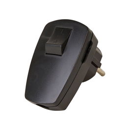 Kopp Clavija 2P+T Angular Negra con Interruptor 3x1,5mm² 16A IP20