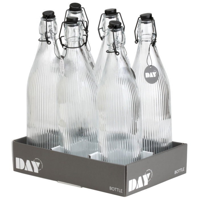 Day Botella de Vidrio Rayas 1 Litro con Tapón Mecánico Day Botella de Vidrio Rayas 1 Litro con Tapón Mecánico