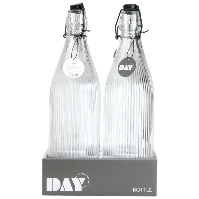 Day Botella de Vidrio Rayas 1 Litro con Tapón Mecánico Day Botella de Vidrio Rayas 1 Litro con Tapón Mecánico