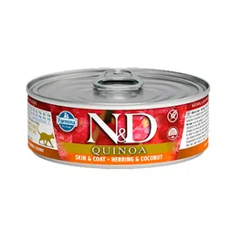 Farmina N&D Cat Quinoa Skin Coat Arenque Caja 24x80 gr Alimento para Gatos
