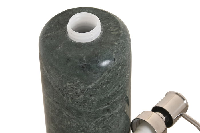 DKD Home Decor Dosificador Moderno Verde Plateado Marmol Inox 7.5 x 18 x 7.5 cm