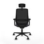 Silla de oficina Mardos con mecanismo Sincro/Traslack tapizada con Tela color Gris oscuro y malla color Negro. Equipada con lumbar 1D, Brazos 2D, Cabecero 2D y Ruedas 65mm nailon