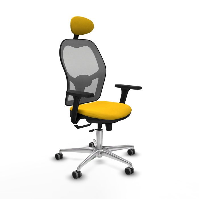 PIQUERAS Y CRESPO Silla de oficina Jorquera con mecanismo Sincro/Traslack, Amarillo y Gris PIQUERAS Y CRESPO Silla de oficina Jorquera con mecanismo Sincro/Traslack, Amarillo y Gris
