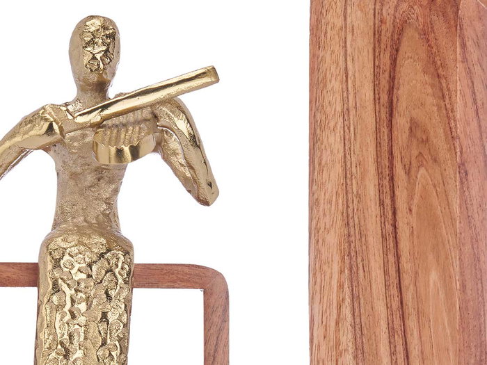 Giftdecor Figura Metal Violín Oro con Soporte Madera 13x27x13 cm (Set de 6)