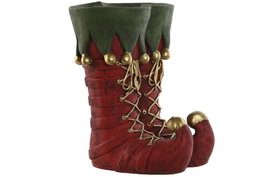 DKD Home Decor Macetero Magnesia Botas Elfo Rojo