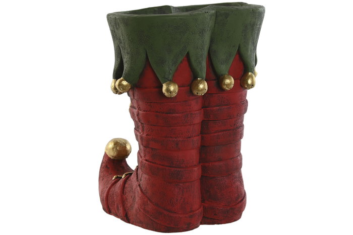 DKD Home Decor Macetero Magnesia Botas Elfo Rojo