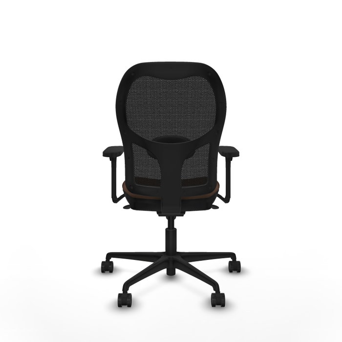 PIQUERAS Y CRESPO Silla de oficina Jorquera con mecanismo sincro, tela marrón y malla negra PIQUERAS Y CRESPO Silla de oficina Jorquera con mecanismo sincro, tela marrón y malla negra