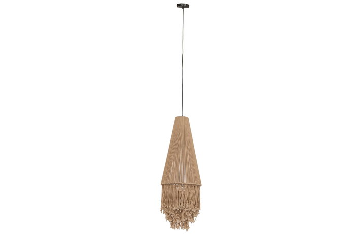 DKD Home Decor Lámpara de Techo de Algodón y Metal con Flecos, Crudo DKD Home Decor Lámpara de Techo de Algodón y Metal con Flecos, Crudo