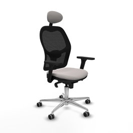 PIQUERAS Y CRESPO Silla de oficina Jorquera con mecanismo Sincro, Blanco y Negro