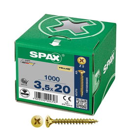 Spax 1081020350205 Tornillo universal cabeza plana Yellox 3,5 x 20mm, 1000 unidades