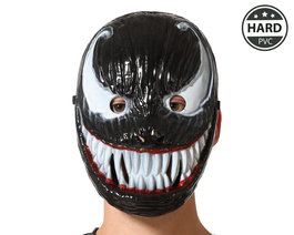 Máscara Negra De Monstruo Con Sonrisa Blanca Sangrienta Para Terror Y Halloween