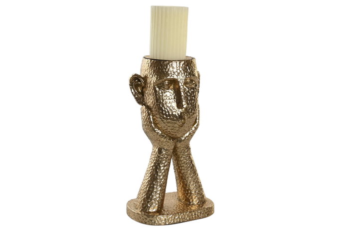 DKD Home Decor Portavelas Moderno Dorado Resina 18 x 31.5 x 13.5 cm