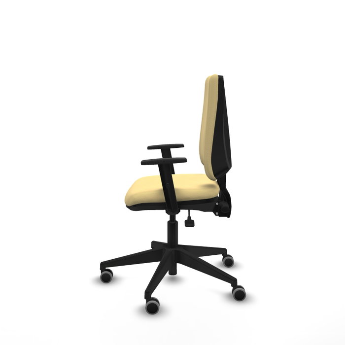 PIQUERAS Y CRESPO Silla de oficina Elche, Mecanismo Asincro, Similpiel Crema, Base Negra