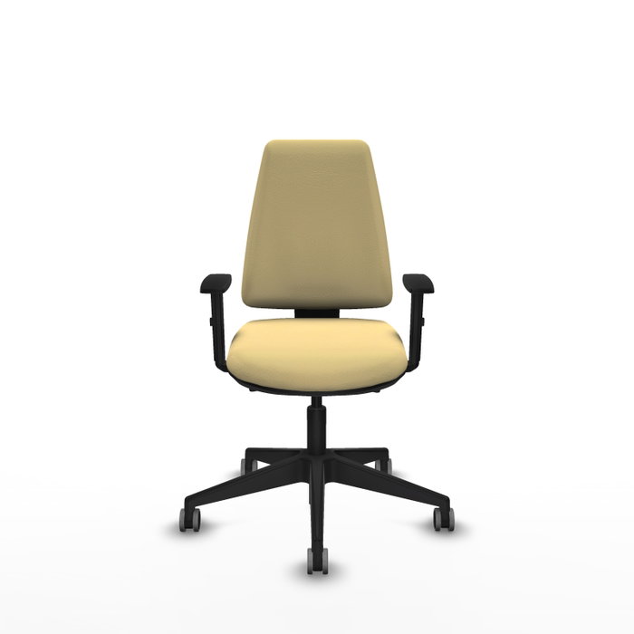 PIQUERAS Y CRESPO Silla de oficina Elche, Mecanismo Asincro, Similpiel Crema, Base Negra