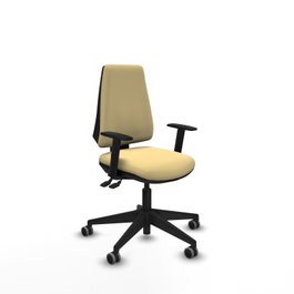PIQUERAS Y CRESPO Silla de oficina Elche, Mecanismo Asincro, Similpiel Crema, Base Negra