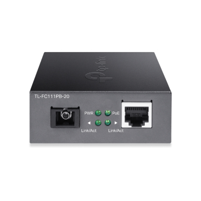 TP-Link FC111PB-20 Convertidor de medio 100 Mbps Monomodo SC con PoE Negro