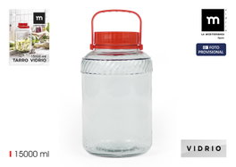 La Mediterranea Tarro de Vidrio con Tapa y Asa 25.8x25.8x39 cm Capacidad 15000 ml (2 Unidades)