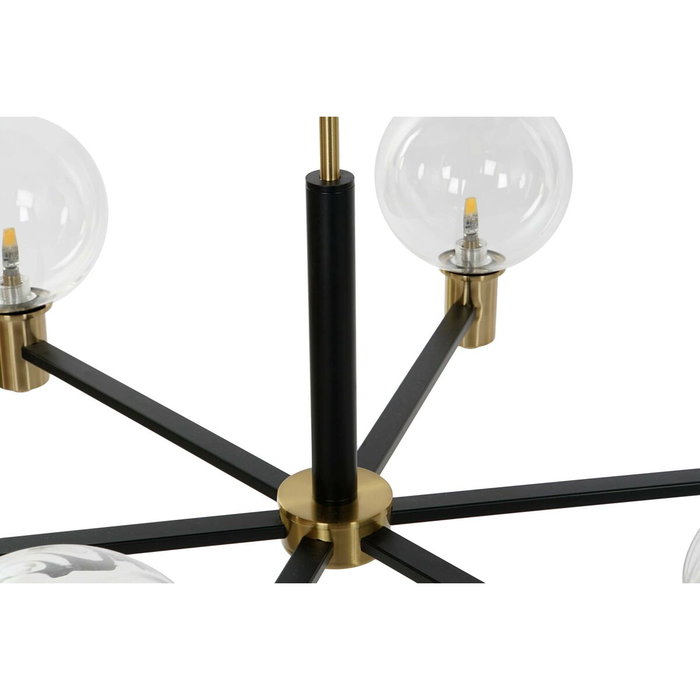 DKD Home Decor Lámpara de Techo de Metal y Cristal con Bolas, Negro y Dorado