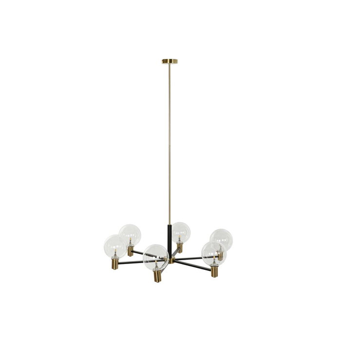 DKD Home Decor Lámpara de Techo de Metal y Cristal con Bolas, Negro y Dorado