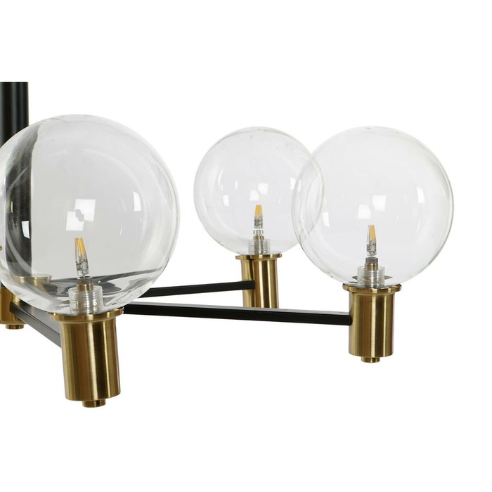 DKD Home Decor Lámpara de Techo de Metal y Cristal con Bolas, Negro y Dorado