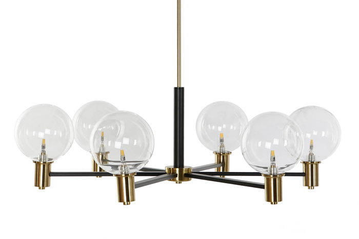 DKD Home Decor Lámpara de Techo Moderna Negro Dorado 83 x 83 x 128 cm Metal Cristal