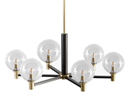 DKD Home Decor Lámpara de Techo de Metal y Cristal con Bolas, Negro y Dorado