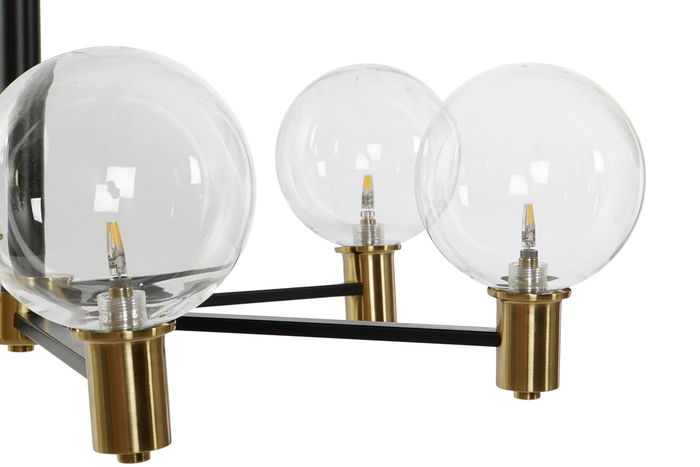 DKD Home Decor Lámpara de Techo Moderna Negro Dorado 83 x 83 x 128 cm Metal Cristal