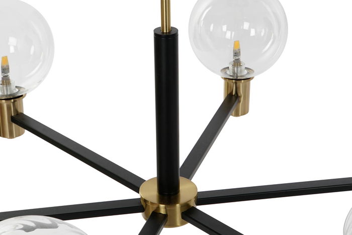 DKD Home Decor Lámpara de Techo Moderna Negro Dorado 83 x 83 x 128 cm Metal Cristal