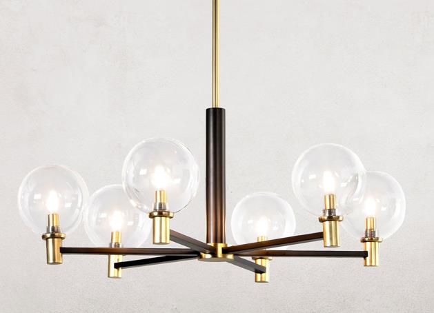 DKD Home Decor Lámpara de Techo de Metal y Cristal con Bolas, Negro y Dorado