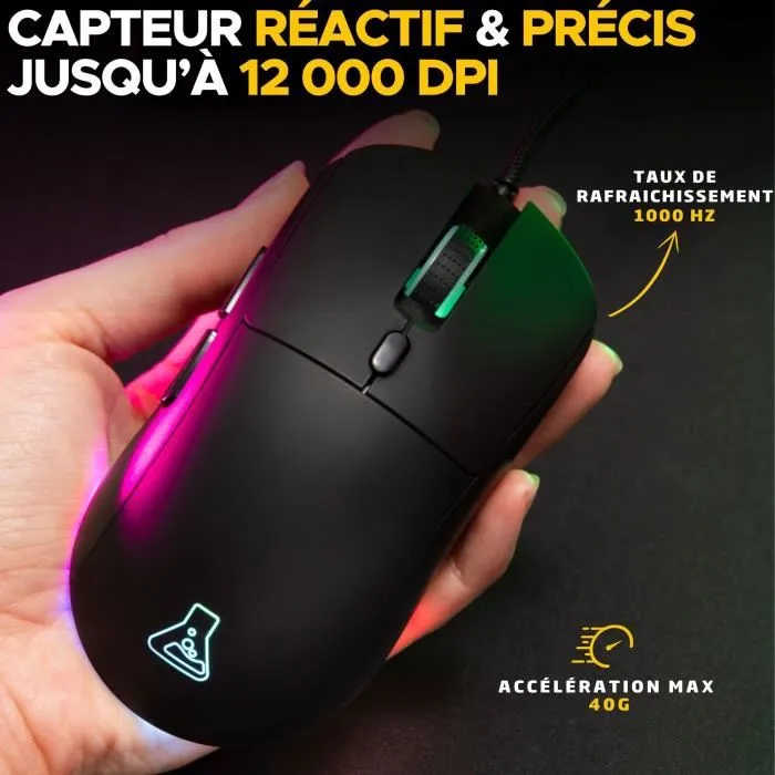 The G-Lab KULT-COBALT Ratón para Juegos con Cable RGB 12800 DPI Negro