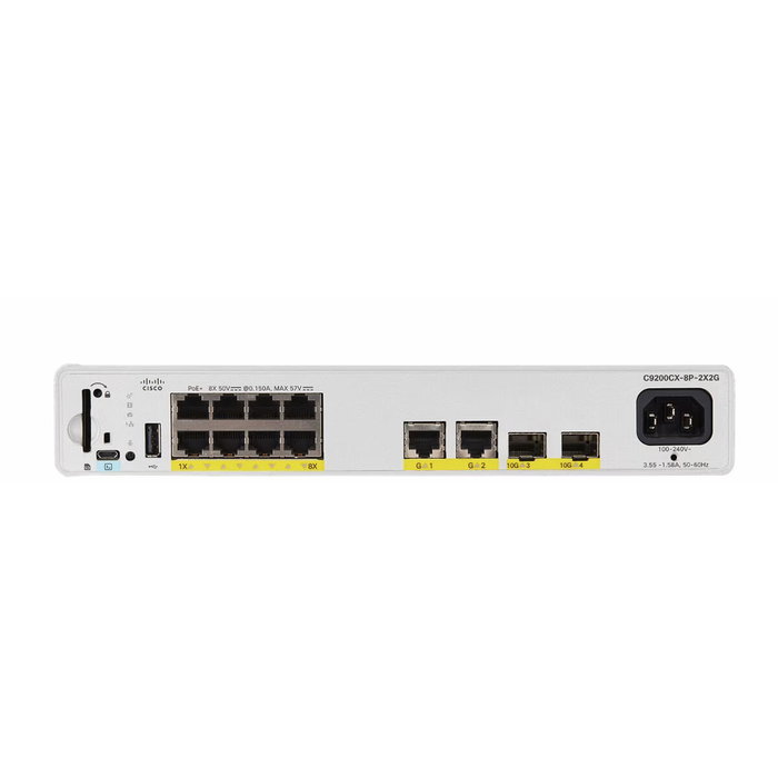 Cisco Catalyst C9200CX-8P-2X2G-E con 8 puertos PoE+ y 2 puertos SFP+ Cisco Catalyst C9200CX-8P-2X2G-E con 8 puertos PoE+ y 2 puertos SFP+