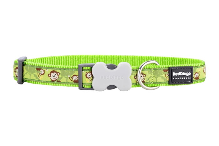 Red Dingo Collar Ajustable Monkey Lime Green 15 mm X 24-36 cm Nylon