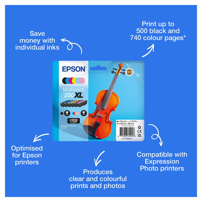 Epson 250XL Multipack 6 colores Claria Photo HD Epson 250XL Multipack 6 colores Claria Photo HD