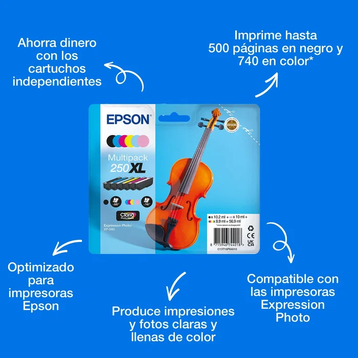 Epson 250XL Multipack de 6 colores para Expression Photo XP-980 Epson 250XL Multipack de 6 colores para Expression Photo XP-980