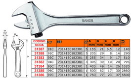 BAHCO Llave Ajustable 92C 200 mm (8 pol) con Moleta Lateral