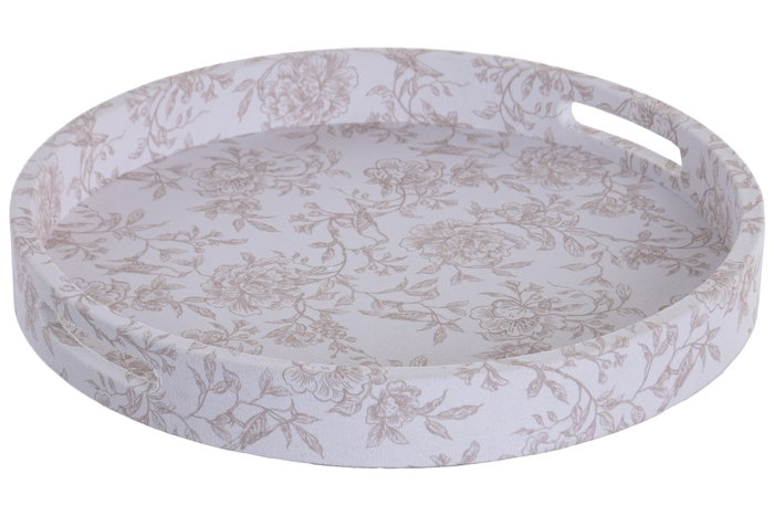 DKD Home Decor Bandeja Lino Madera 40x40x5 Floral Tapizado Blanco DKD Home Decor Bandeja Lino Madera 40x40x5 Floral Tapizado Blanco