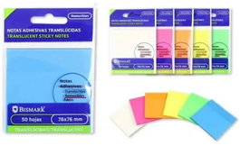 POESSA Set de 12 Tacos de Notas Adhesivas Neón Translúcido 76x76 mm Surtido