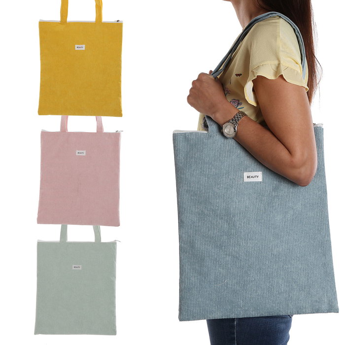 Bolsa de Compras Versa Corduroy Amarillo 40 x 33 cm