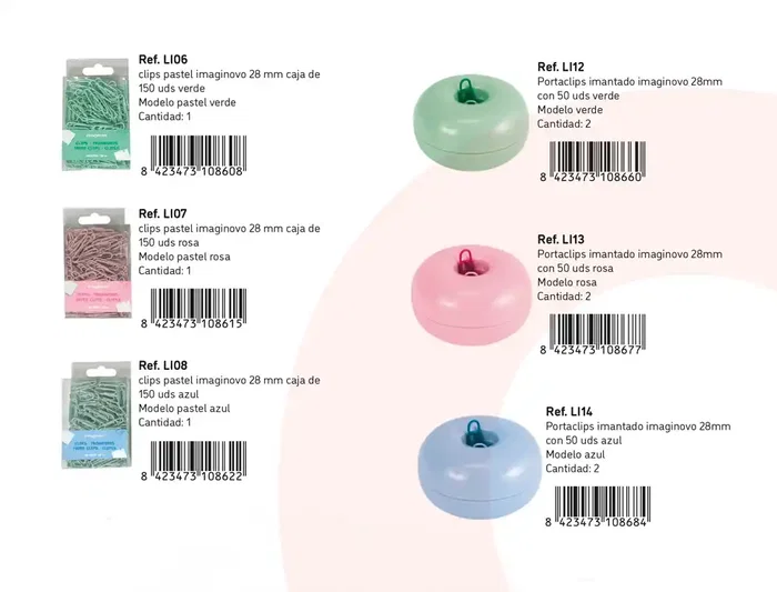 Imaginovo Expositor de sobremesa de cartón con 51 blister y cajas surtidas para clips - 450x780 mm